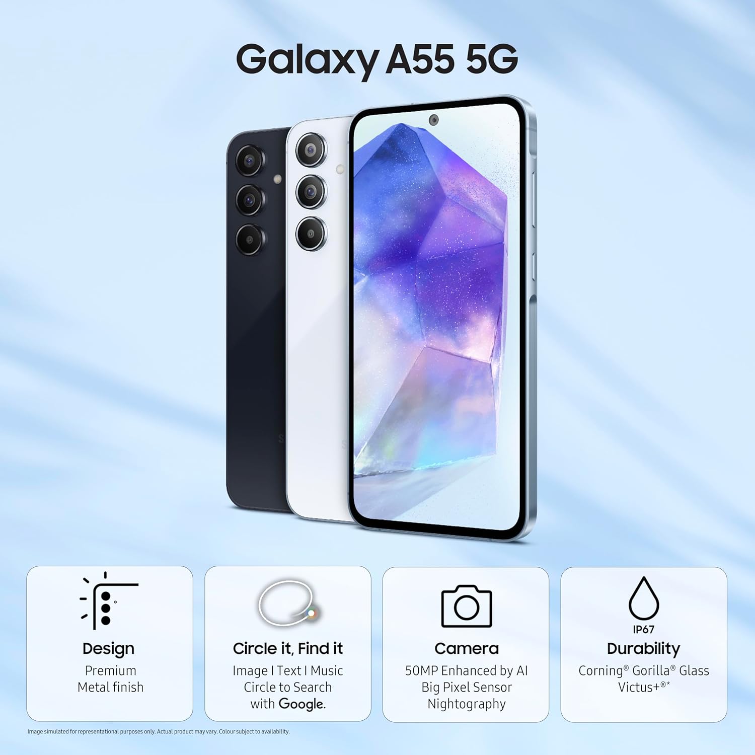Samsung Galaxy A55 5G (Awesome Iceblue, 8GB RAM, 256GB Storage) - Certified Refurbished | Metal Frame | 50MP OIS Camera - Image 4