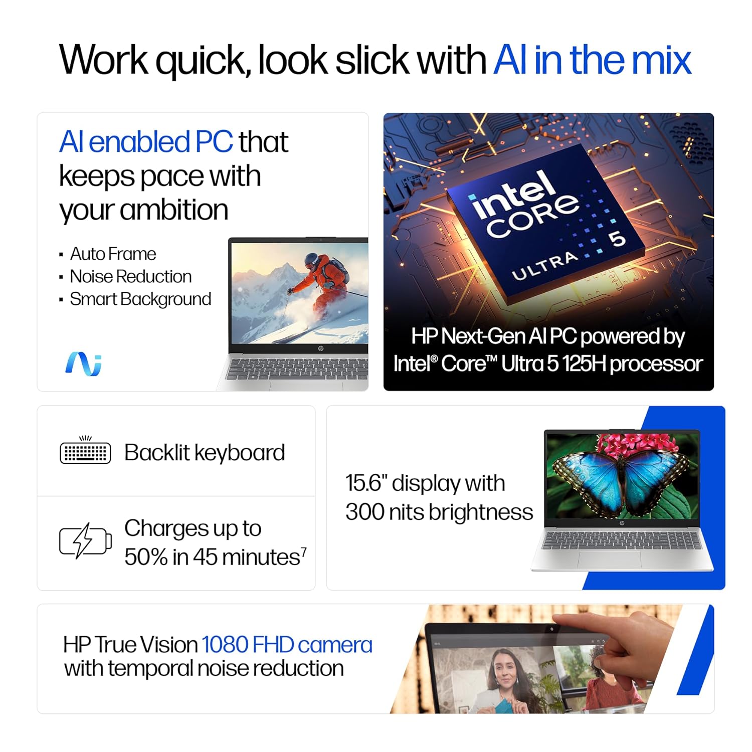 HP 15 AI Laptop (fd1354TU) - Certified Refurbished | Intel Core Ultra 5 125H | 16GB DDR5 | 1TB SSD | Intel Arc Graphics - Image 2